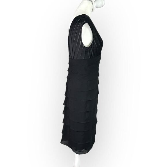 Adrianna Papell Cocktail Dress Women's 4 Black Tiered V-Neck Cap Sleeve - Picture 5 of 8